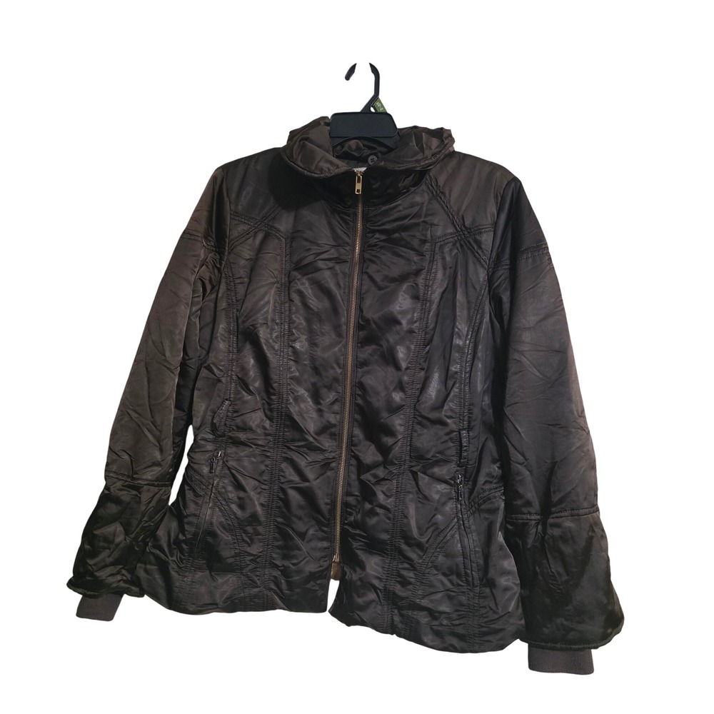 Jessica Simpsons Brown Quilted‎ Zipper Pocket Puffer Jacket Size XL